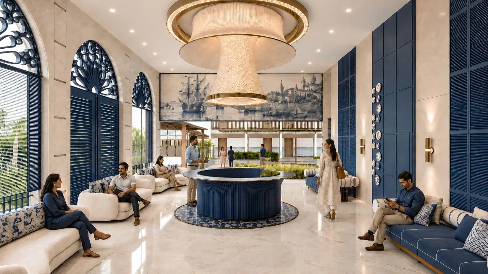 Architectural render of the proposed Reception lobby at Le Roma Gardenia