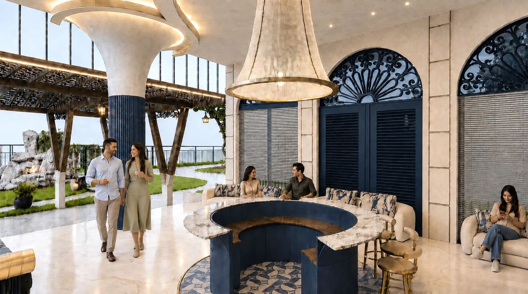 Architectural render of the proposed Reception lounge at Le Roma Gardenia